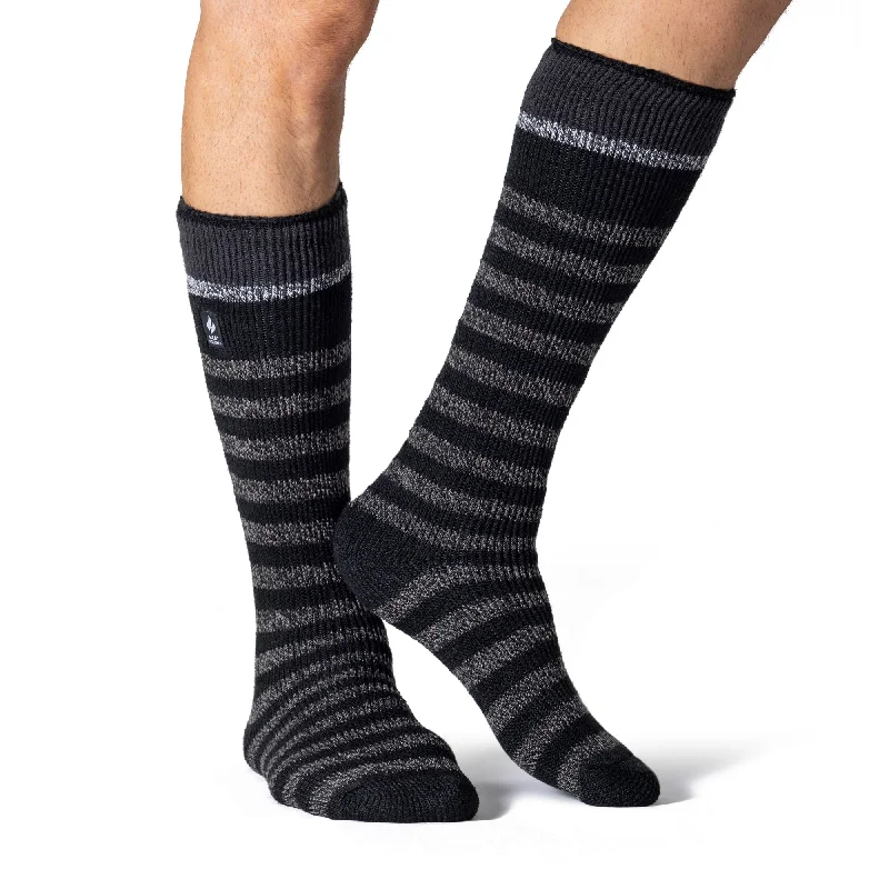 Weekend Savings Spree Mens Original Extra Long Ski & Snow Sports Socks - Black Stripe