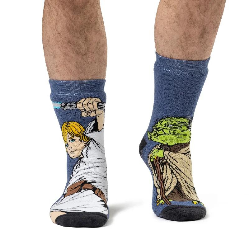 Weekend Deals You Can't Resist Mens Dual Layer Star Wars Slipper Socks - Yoda & Luke