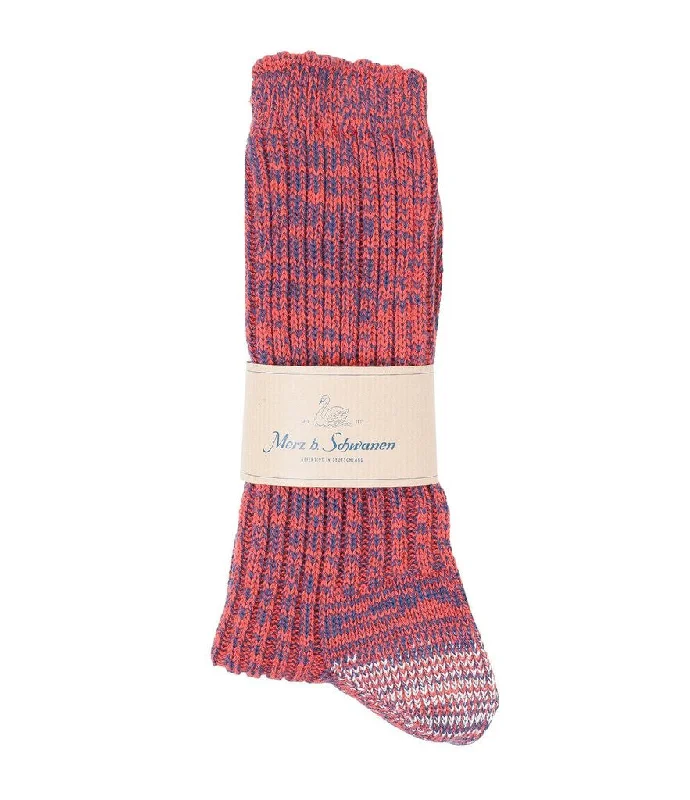 The Best Prices Merz b. Schwanen 271 Cotton Socks - Navy/Red