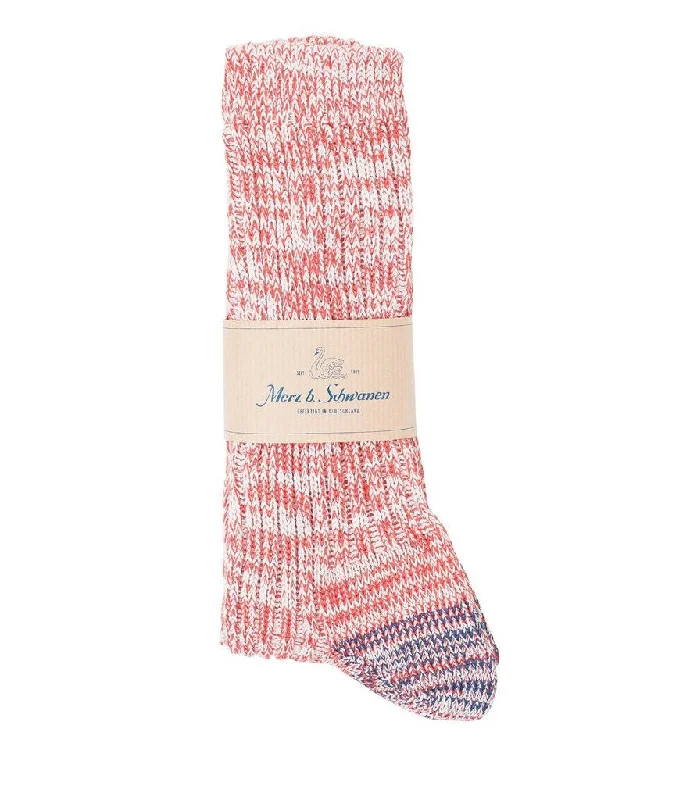 Savings Galore Merz b. Schwanen 271 Cotton Socks - Red Melange