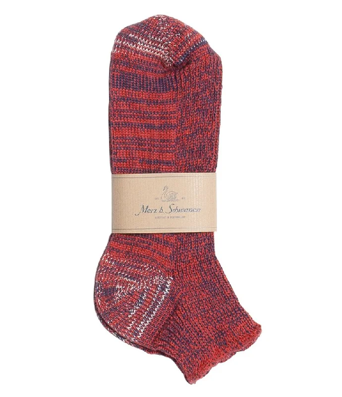 Mega Discount Merz b. Schwanen 274 Cotton Sneaker Socks - Navy/Red
