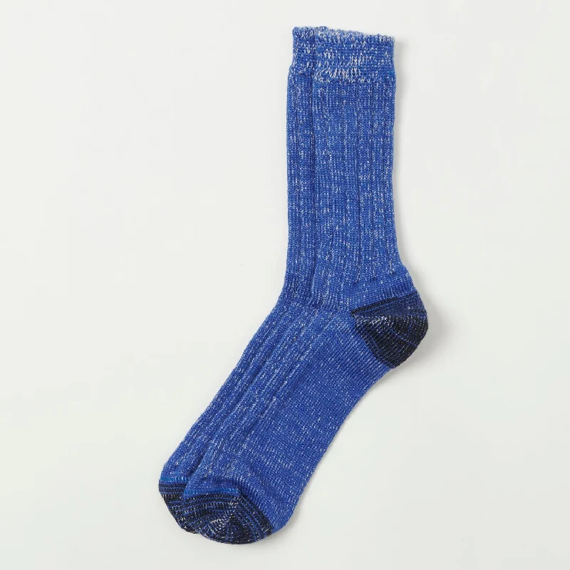 Limited Supply Merz b. Schwanen W72 Merino Wool Socks - Electric Blue/Nature Melange
