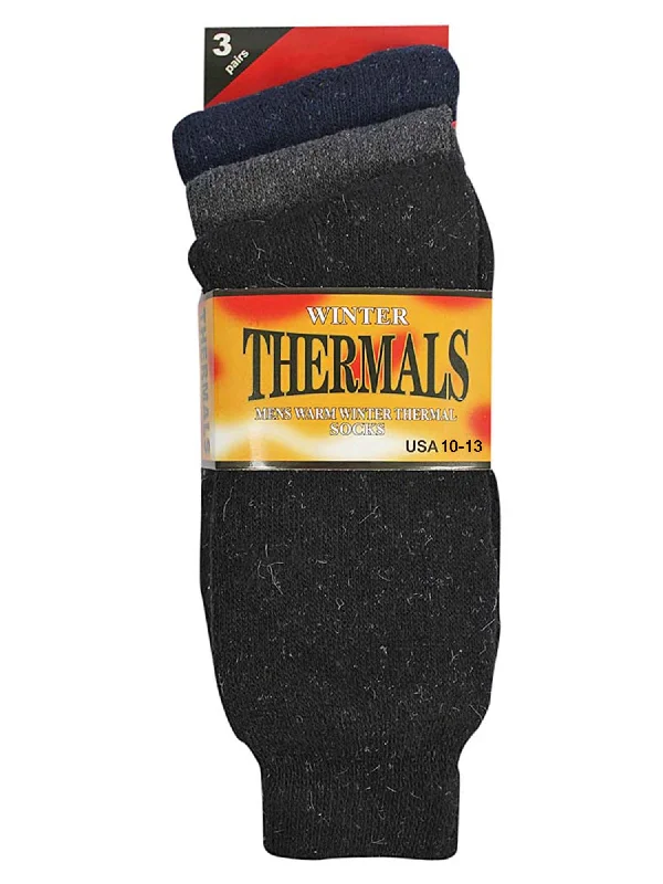 Weekend Offers That Shine Navy Blue Black & Charcoal Mens Thermal 3 Pack Socks