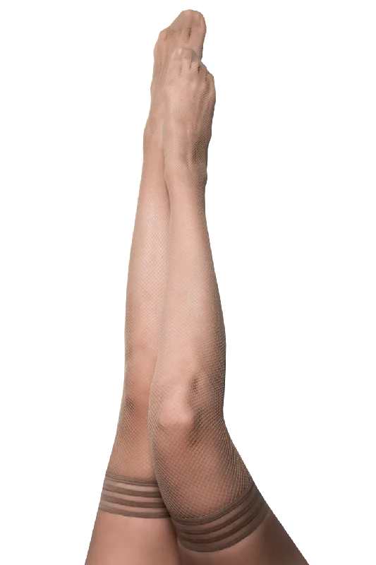 Shop the Weekend Away Nude fishnet thigh-highs with a non-slip grip