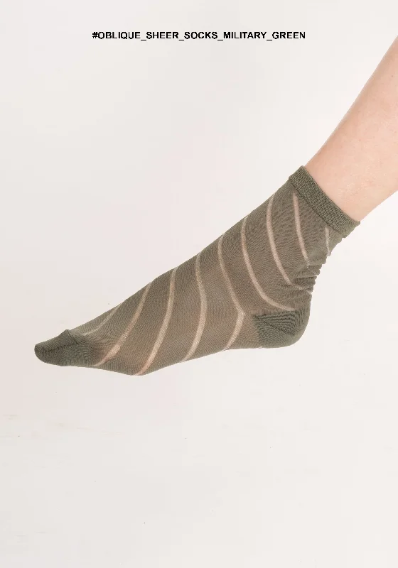 Weekend Savings Spectacular Oblique Sheer Socks Military Green
