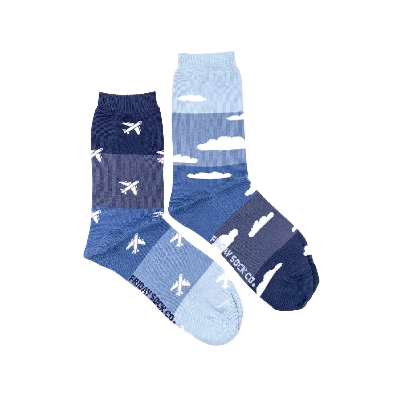 Weekend Savings Spree Plane & Clouds 2.0 Mismatched Socks