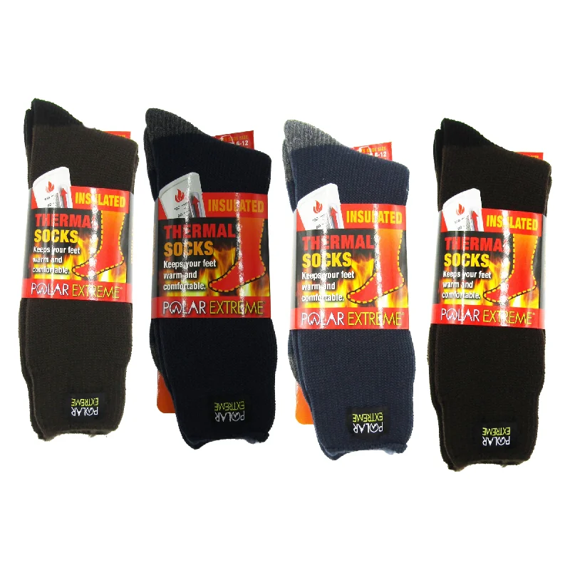 Don't Delay Polar Extreme Men's Thick Thermal Sock Pack of 4 All 4 Colors