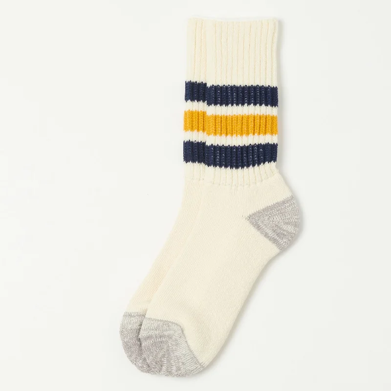Daily Special RoToTo Coarse Ribbed Oldschool Crew Sock - Navy/Yellow