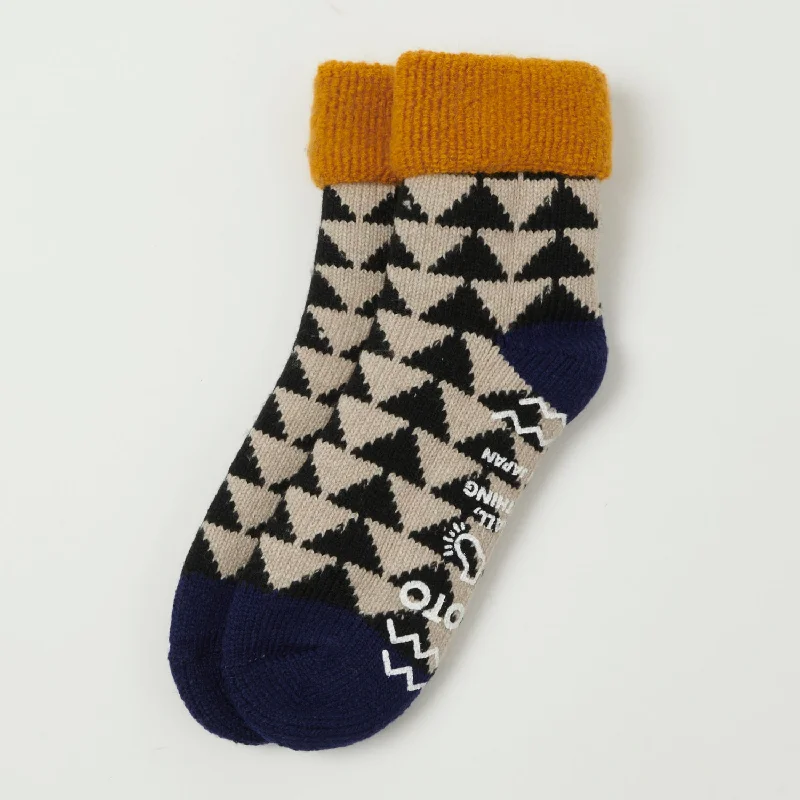Limited Offer RoToTo Sankaku Comfy Room Sock - Gold/Black/Navy