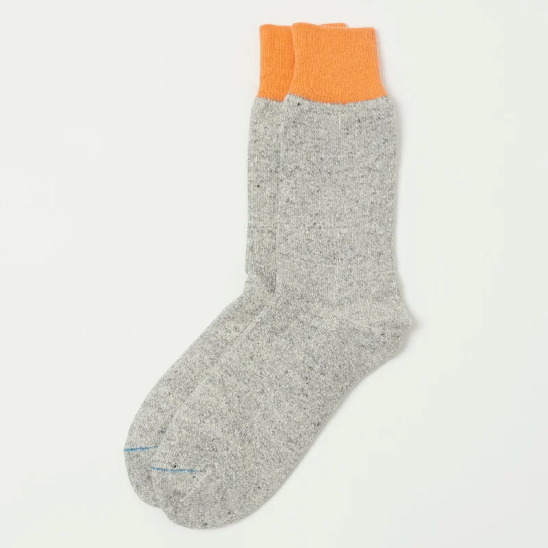 Weekend Extravaganza: Shop Now RoToTo 'Silk & Cotton' Double Face Crew Sock - Light Orange/Light Grey