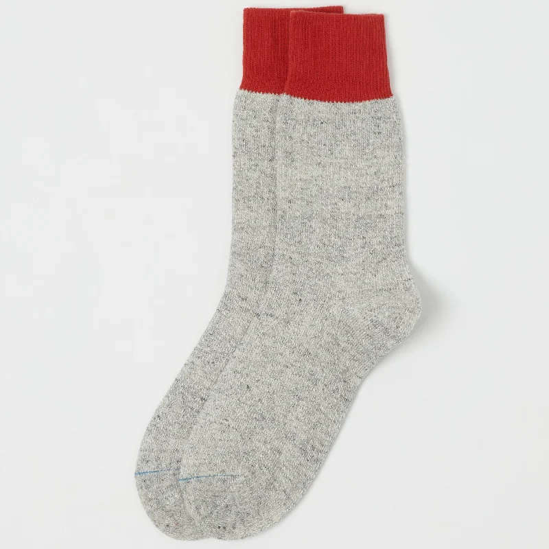 Your Weekend, Your Savings RoToTo Double 'Silk & Cotton' Face Crew Sock - Red/Light Grey