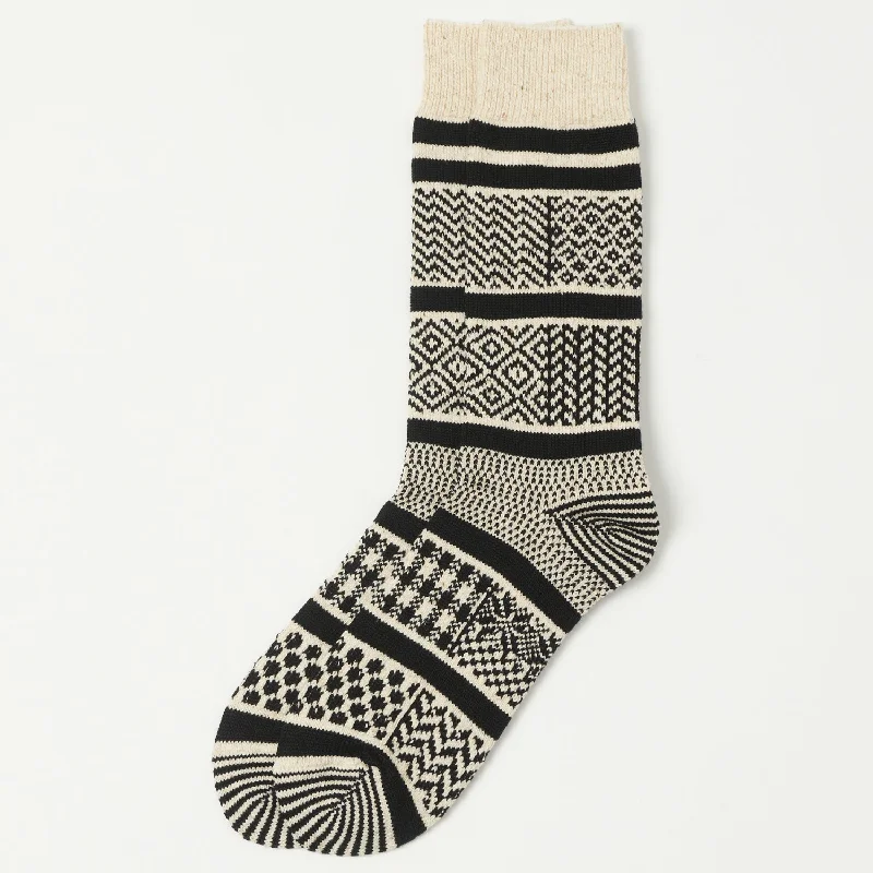 Weekend Bargains to Celebrate RoToTo Multi Jacquard Sock - Ivory/Black