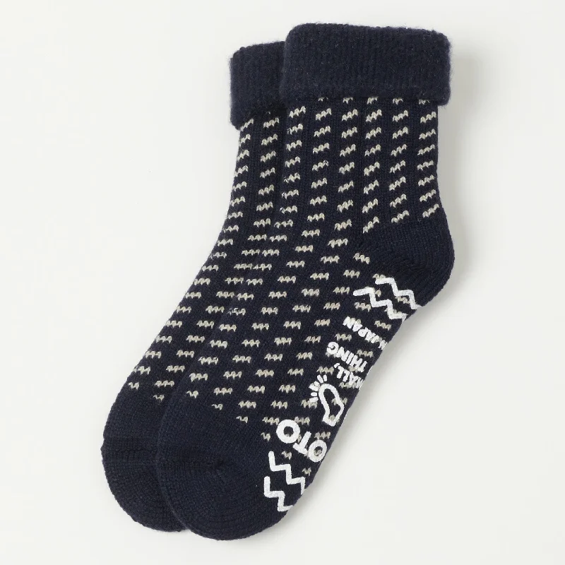Weekend Offers That Please RoToTo Bird's Eye Comfy Room Sock - Navy