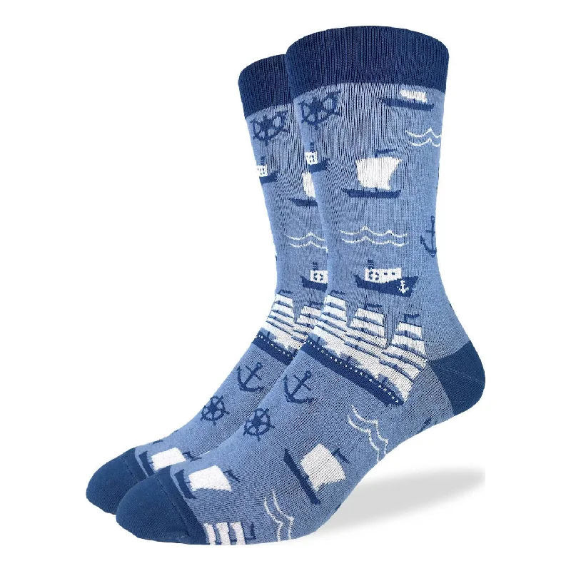 Early Access 'Sailing Ships" Socks by Good Luck Sock - Large