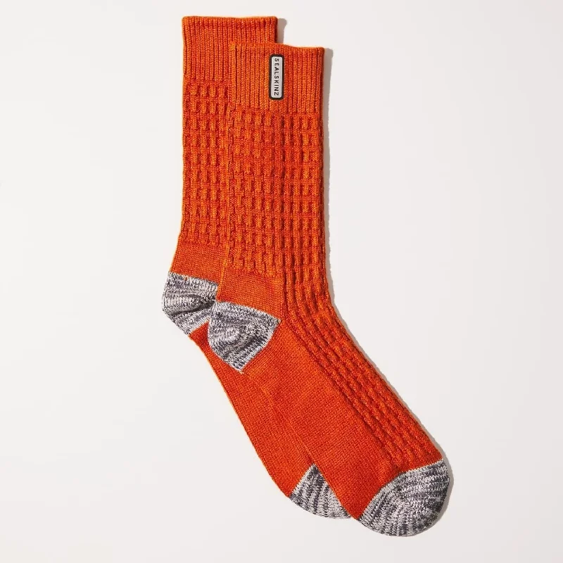 Weekend Specials to Cherish Sealskinz Wroxham Bamboo Mid Length Waffle Sock Orange