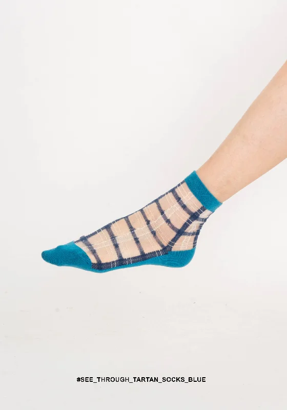 Crazy Deal See Through Tartan Socks Blue