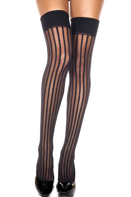 Today's Deal Sheer Stripe Thigh High Stockings