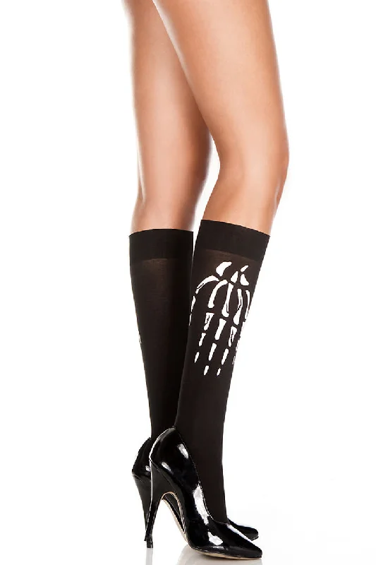 Weekend Savings Spree Skeleton Print Spandex Knee High