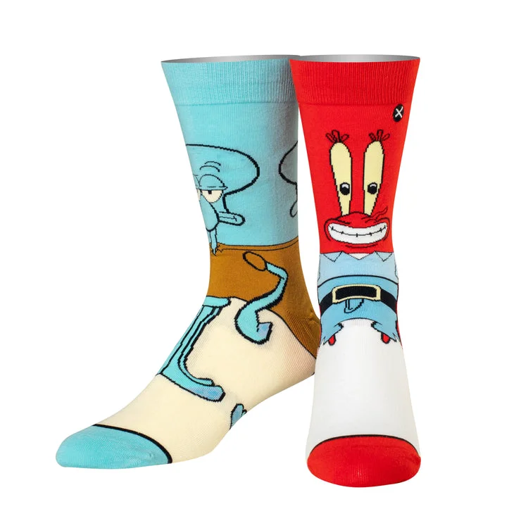 Great Bargain "Squidward & Mr. Krabs" Cotton Crew Socks by ODD Sox