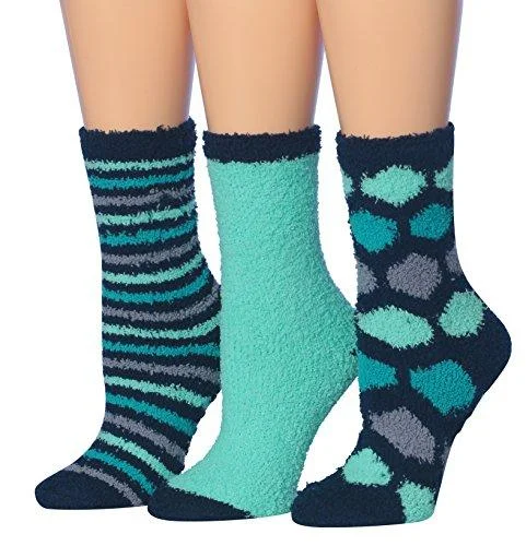 Exclusive Deal Tipi Toe Women's 3-Pairs Winter Snoflakes Anti-Skid Soft Fuzzy Crew Winter Socks