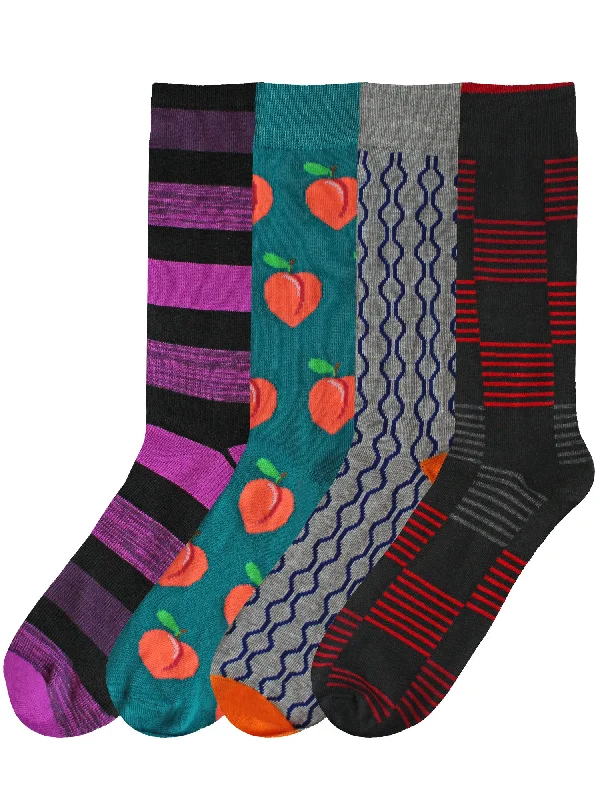 Half Price Wild Crazy Combo Mens 4-Pack Novelty Dress Socks