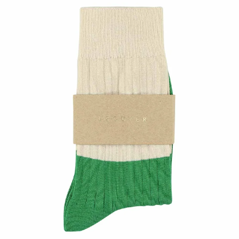 Weekend Specials to Snag Women Block Socks - Ecru / Green
