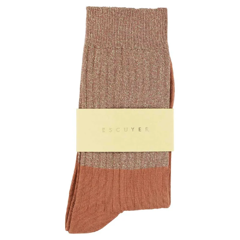 Weekend Deals That Impress Lurex Block Socks - Gold  / Arabian Spice