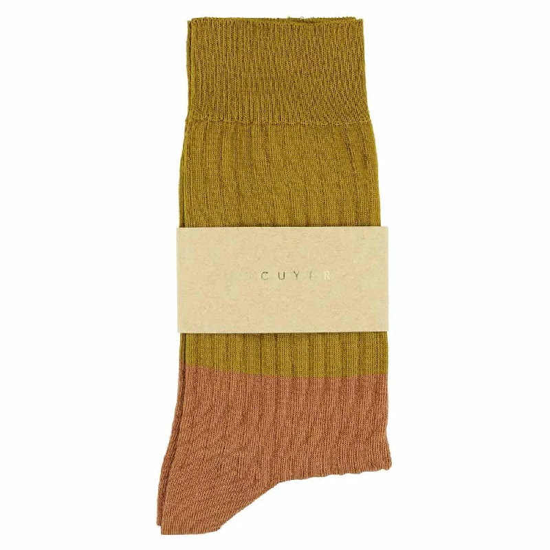 Weekend Specials to Love Women Block Socks - Mustard / Bronze