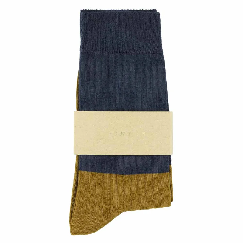 Weekend Offers That Dazzle Women Block Socks - Navy / Cumin