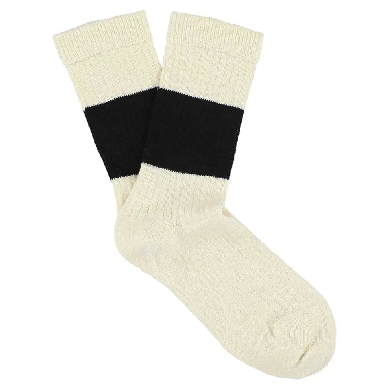 Amazing Value Women Melange Band Socks - Ecru / Black