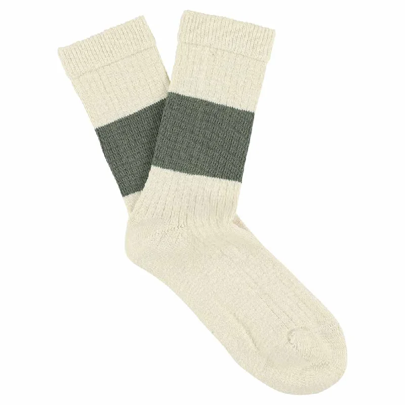 Bonus Offer Women Melange Band Socks - Ecru / Khaki