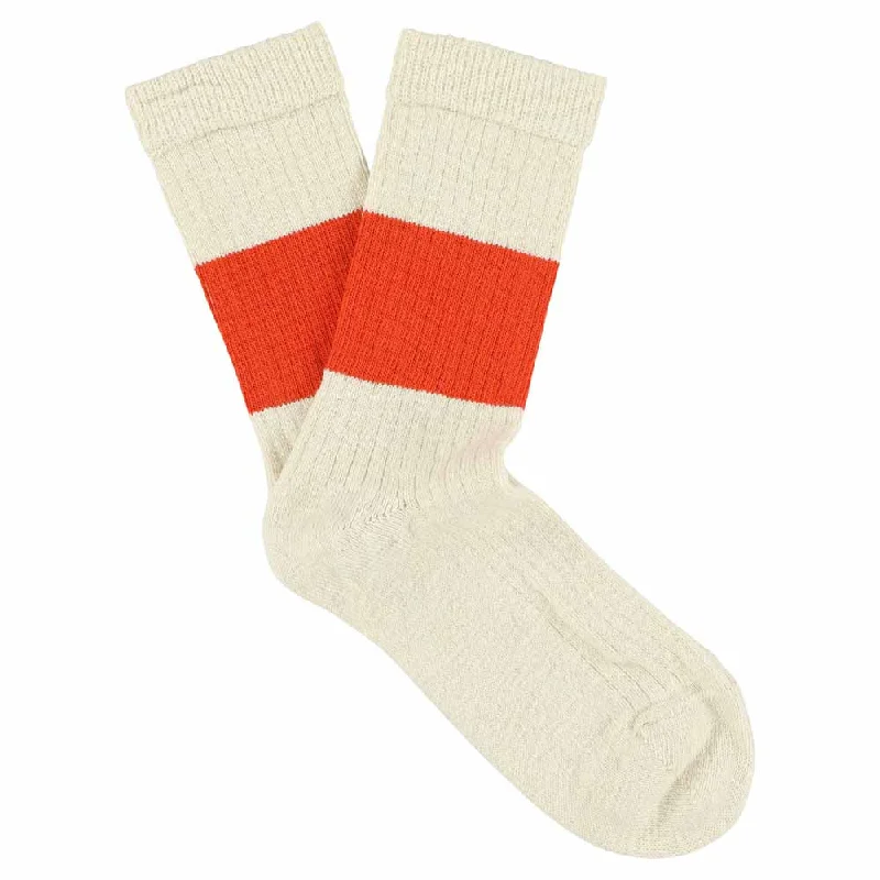 Don't Miss Out Women Melange Band Socks - Ecru / Orange