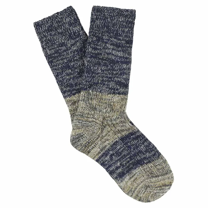 Top Pick Women Melange Block Socks Blue / Ecru