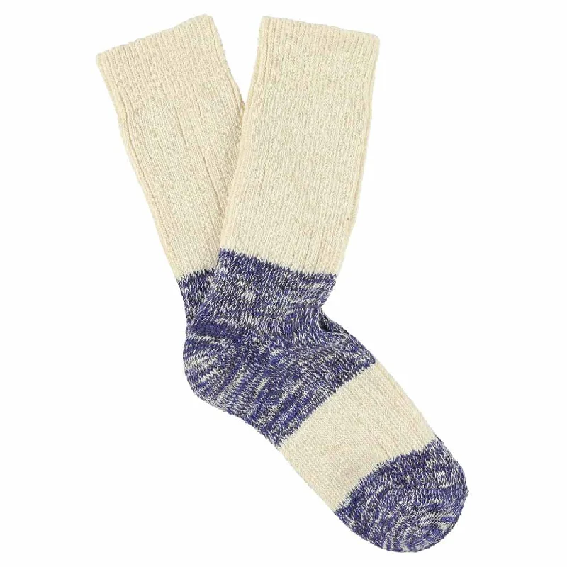 Great Deal Women Melange Block Socks Ecru / Bright Blue