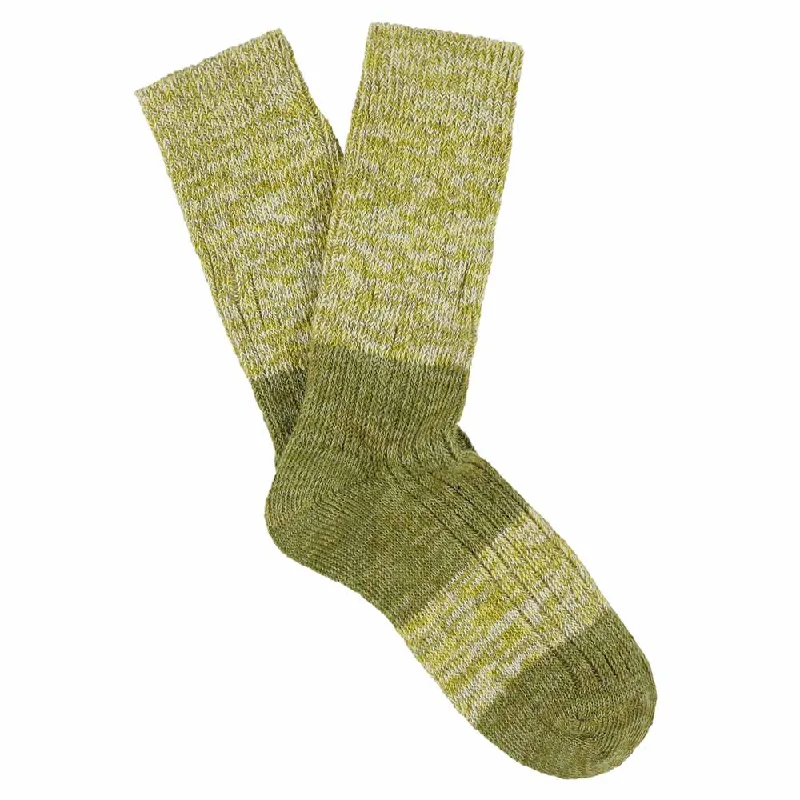 Shop and Save Women Melange Block Socks Green / Olive