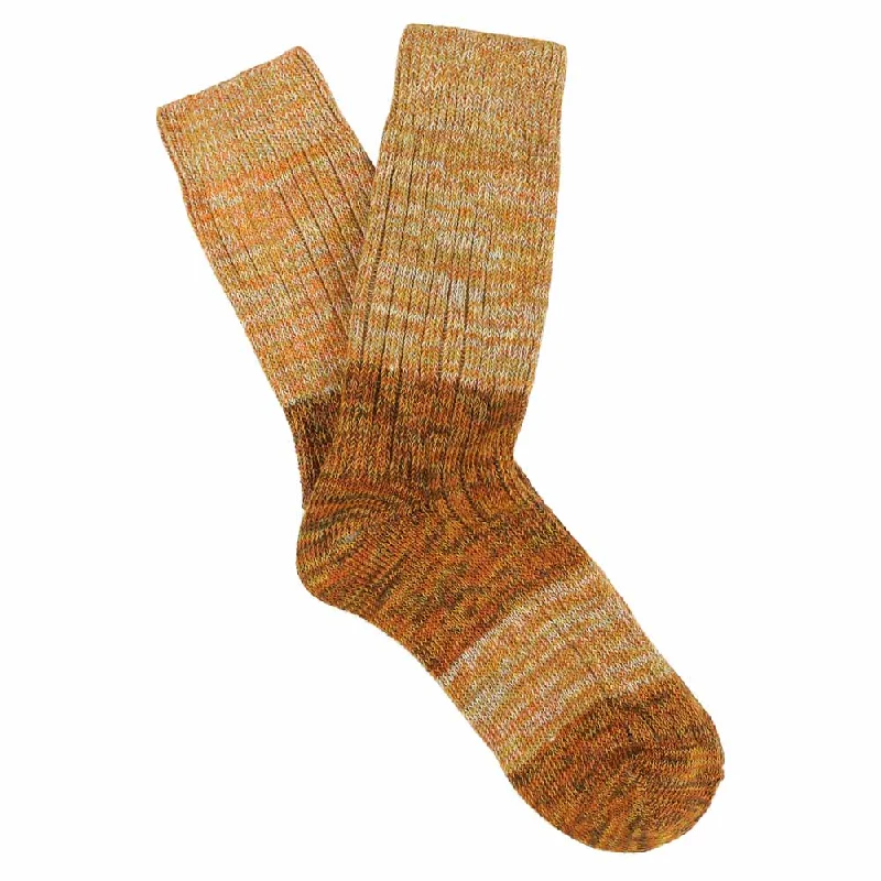 Time-Limited Offer Women Melange Block Socks Mustard / Brown