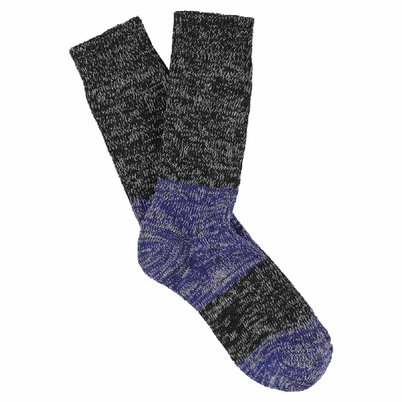 Year-End Clearance Women Melange Block Socks Off Black / Bright Blue