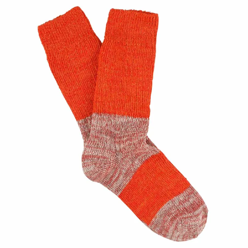 Savings Soar This Weekend Women Melange Block Socks Orange / Pink