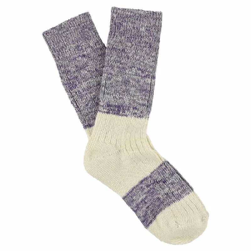 Weekend Discounts You Deserve Women Melange Block Socks Purple / Ecru