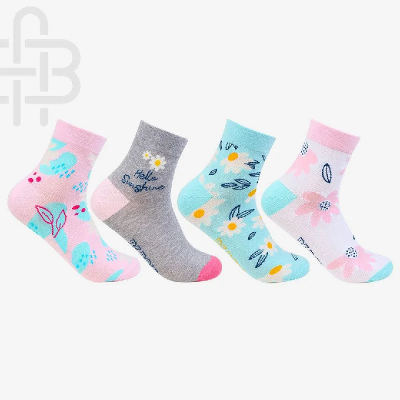 Weekend Offers That Sizzle Women's Floral Designs Cotton Fashion Socks - Pack Of 4