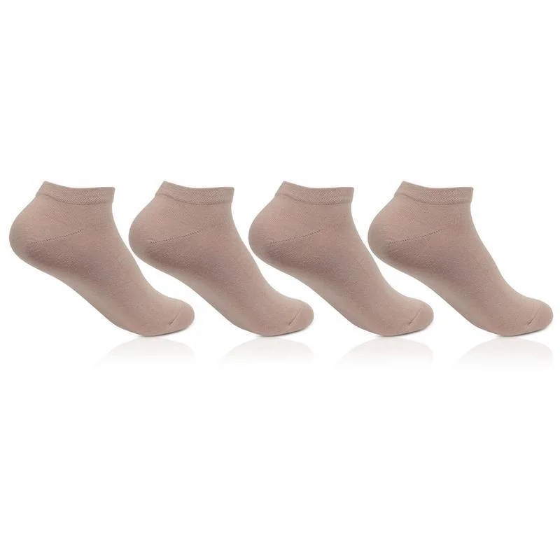 Low Price Women's Plain Cotton Secret Length Socks in Skin Color - Pack of 4