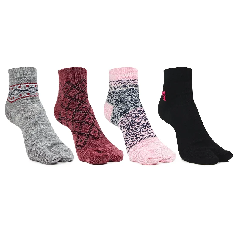 Super Savings Woolen Ankle thumb Socks for Women- Pack of 4