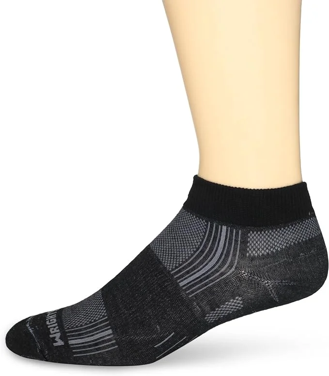 Markdown Sale WrightSock Men's Stride Lo Single Pack, Black/Grey Stripe, Size: 5-8