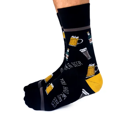 Bonus Offer "You Had Me At Beer " Cotton Crew Socks by Uptown Sox - Large