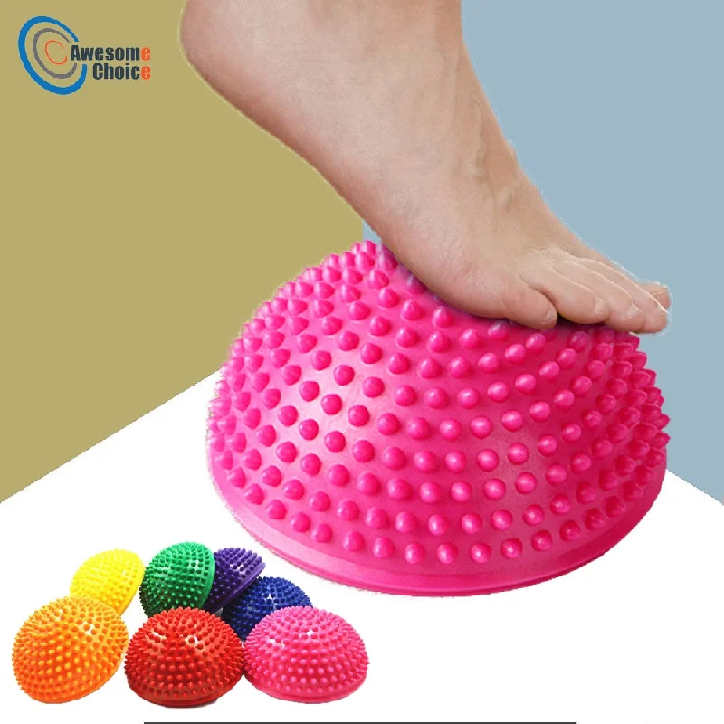 16cm Yoga Ball PVC Inflatable Massage Point Half Fit Ball Balance Trainer Stabilizer GYM Pilates Fitness Balancing Bosu Ball