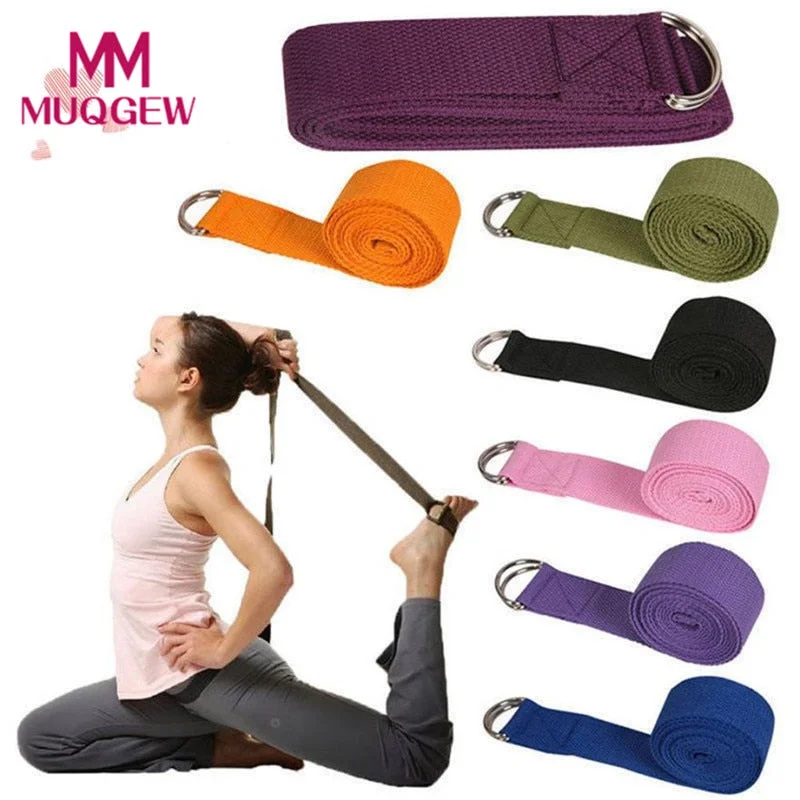 180CM Adjustable D-Ring Gym Waist Sport Yoga Stretch Strap Waist Leg Fitness Yoga Belt New