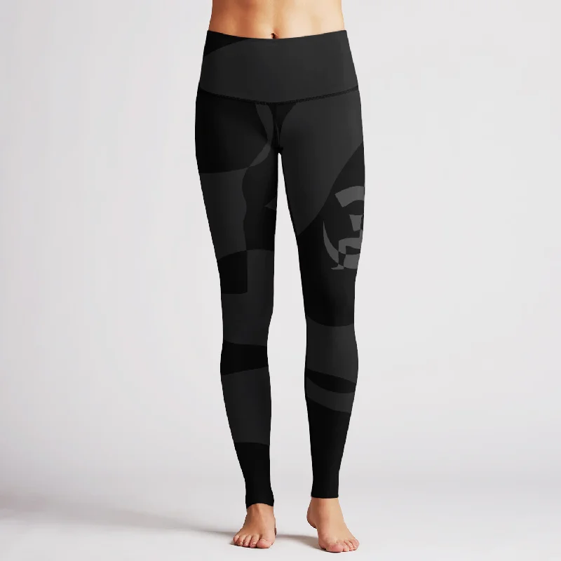 Aum Black Grey Reversible High Waist Reversible Legging