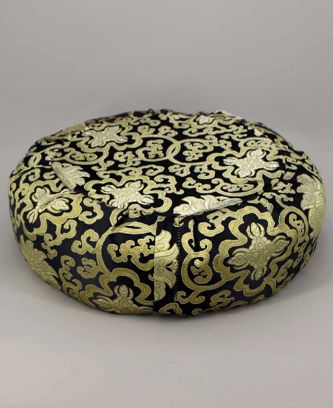 Black Brocade Zafu Meditation Cushion