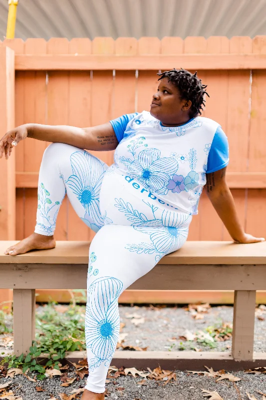 Blue Bloom Leggings (2XL-6XL Sizes)