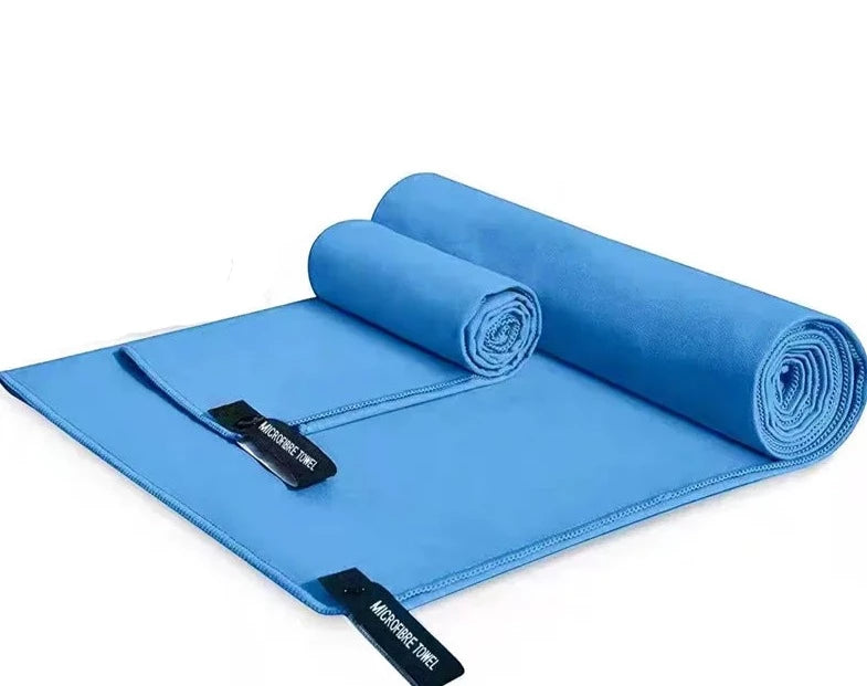 Blue yoga towel